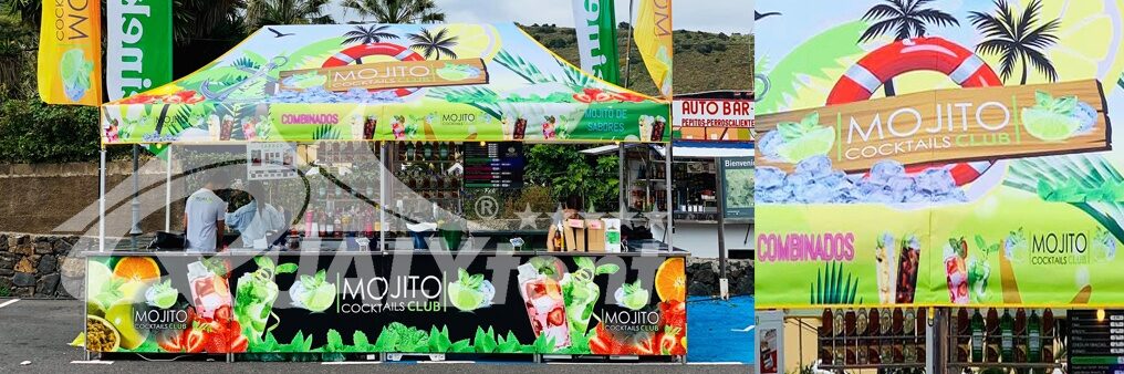 Tendas dobráveis de 6x3m full print Mojito