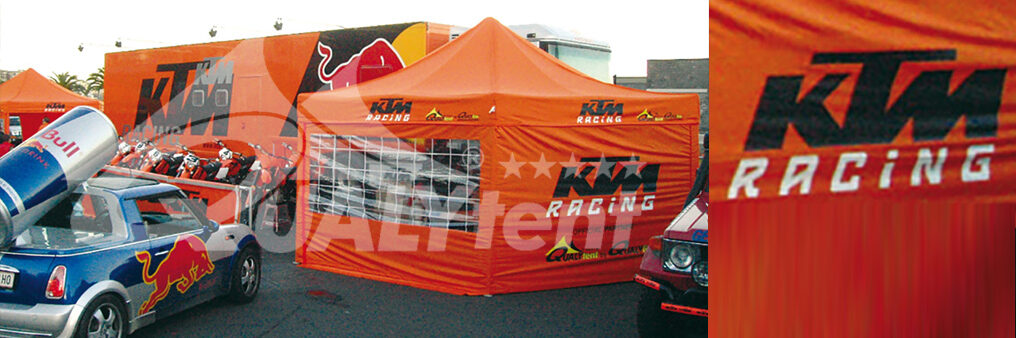 Tendas dobraveis para motor, tendas impressas KTM Tendas dobraveis para motor, tendas impressas KTM